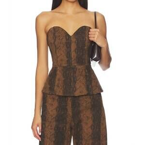 NEW LINE AND DOT iggy peplum top in brown